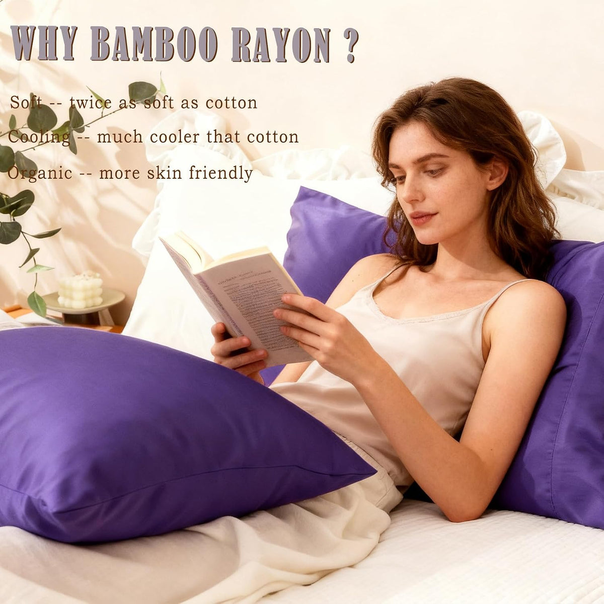 Body Cooling Pillow Cases Cover, Bamboo Rayon White Body Pillowcases with Zipper Closure, Cool and Breathable Pillow Case for Hot Sleepers and Night Sweats, 20x54 inches