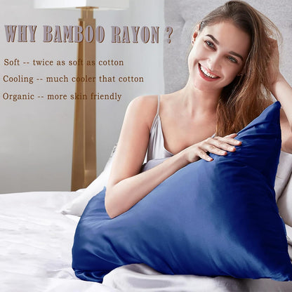 Body Cooling Pillow Cases Cover, Bamboo Rayon White Body Pillowcases with Zipper Closure, Cool and Breathable Pillow Case for Hot Sleepers and Night Sweats, 20x54 inches