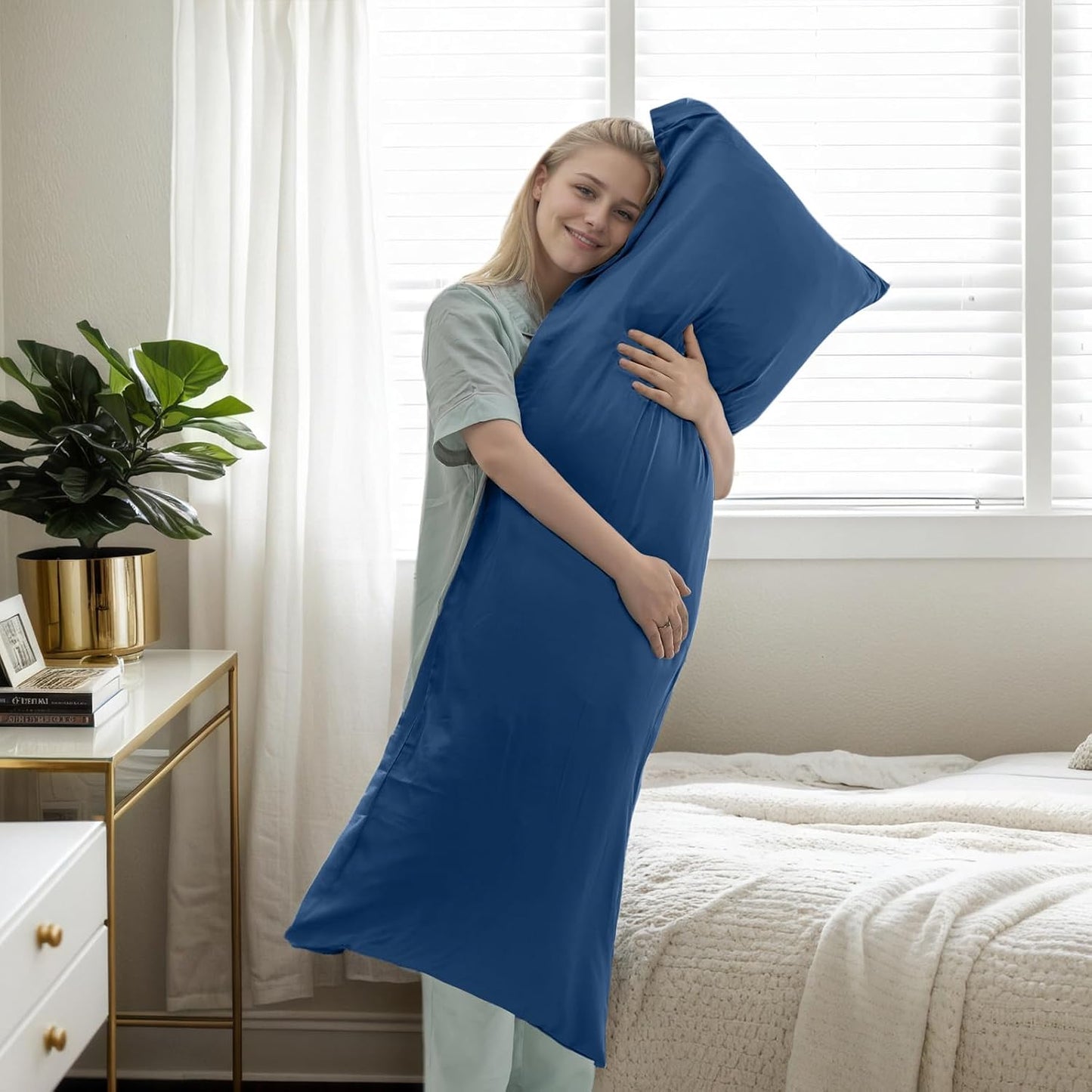 Body Cooling Pillow Cases Cover, Bamboo Rayon White Body Pillowcases with Zipper Closure, Cool and Breathable Pillow Case for Hot Sleepers and Night Sweats, 20x54 inches