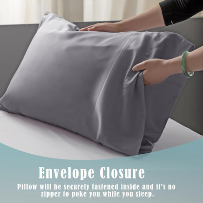 Body Cooling Pillow Cases Cover, Bamboo Rayon White Body Pillowcases with Zipper Closure, Cool and Breathable Pillow Case for Hot Sleepers and Night Sweats, 20x54 inches