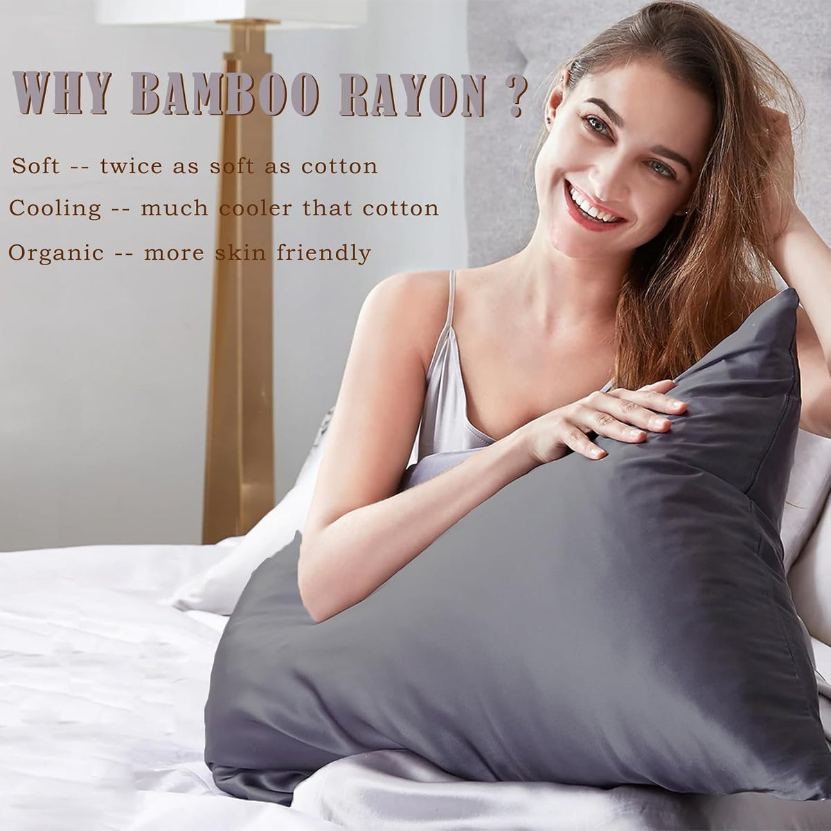 Body Cooling Pillow Cases Cover, Bamboo Rayon White Body Pillowcases with Zipper Closure, Cool and Breathable Pillow Case for Hot Sleepers and Night Sweats, 20x54 inches