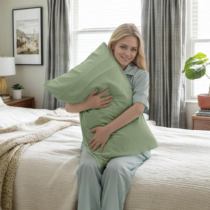 Body Cooling Pillow Cases Cover, Bamboo Rayon White Body Pillowcases with Zipper Closure, Cool and Breathable Pillow Case for Hot Sleepers and Night Sweats, 20x54 inches