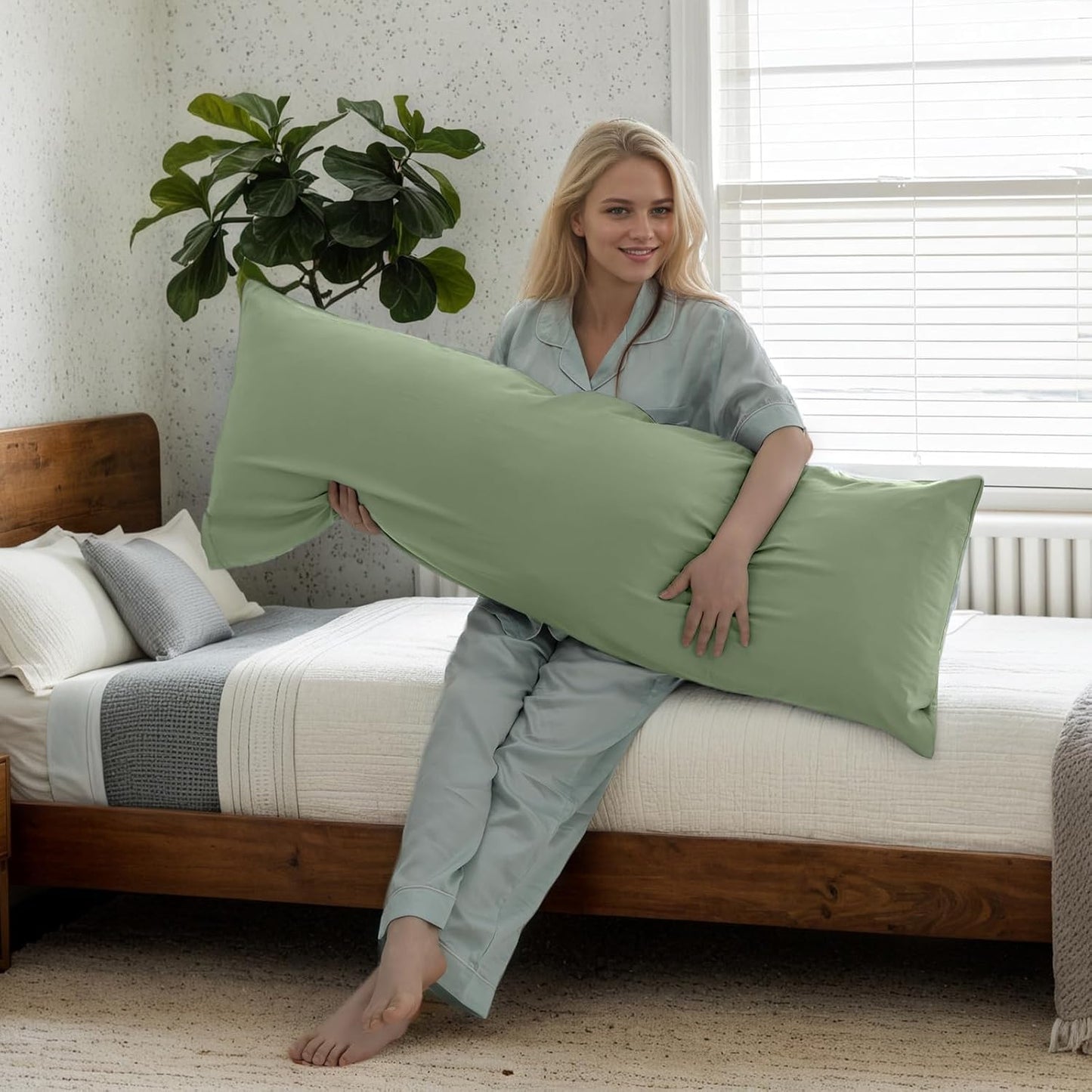 Body Cooling Pillow Cases Cover, Bamboo Rayon White Body Pillowcases with Zipper Closure, Cool and Breathable Pillow Case for Hot Sleepers and Night Sweats, 20x54 inches