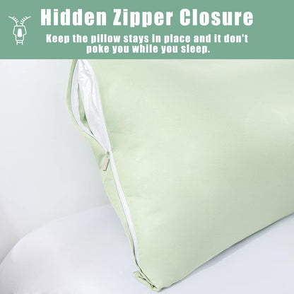 Body Cooling Pillow Cases Cover, Bamboo Rayon White Body Pillowcases with Zipper Closure, Cool and Breathable Pillow Case for Hot Sleepers and Night Sweats, 20x54 inches