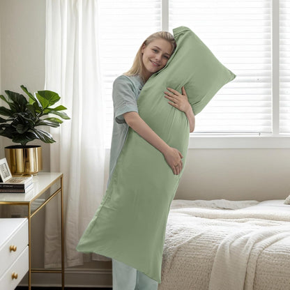 Body Cooling Pillow Cases Cover, Bamboo Rayon White Body Pillowcases with Zipper Closure, Cool and Breathable Pillow Case for Hot Sleepers and Night Sweats, 20x54 inches