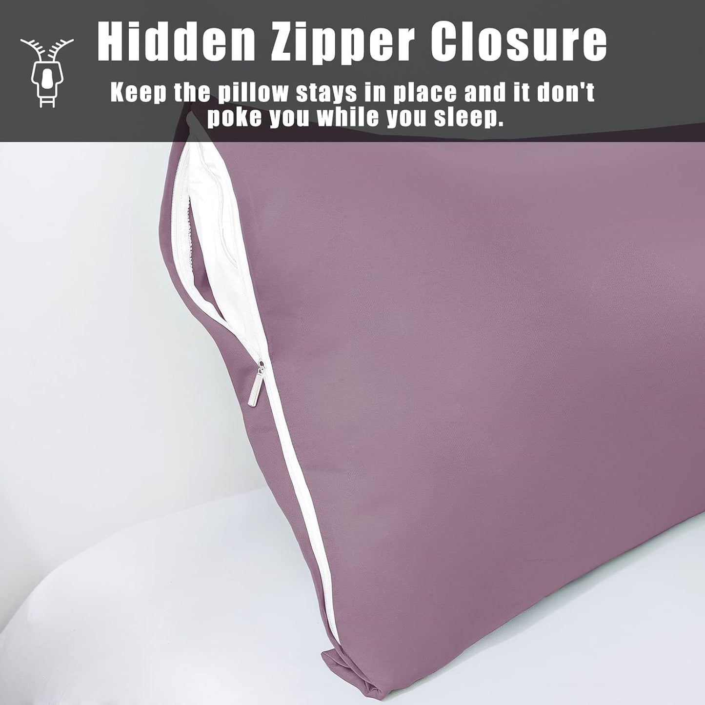 Body Cooling Pillow Cases Cover, Bamboo Rayon White Body Pillowcases with Zipper Closure, Cool and Breathable Pillow Case for Hot Sleepers and Night Sweats, 20x54 inches