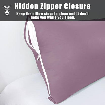 Body Cooling Pillow Cases Cover, Bamboo Rayon White Body Pillowcases with Zipper Closure, Cool and Breathable Pillow Case for Hot Sleepers and Night Sweats, 20x54 inches