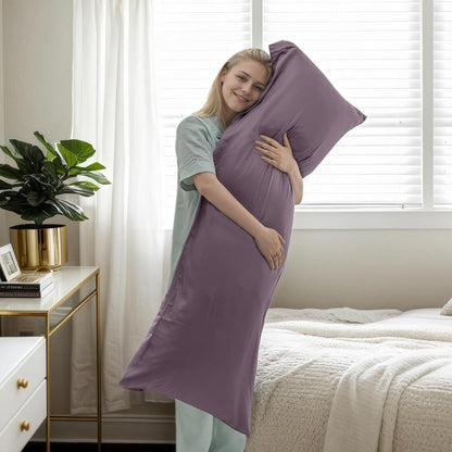 Body Cooling Pillow Cases Cover, Bamboo Rayon White Body Pillowcases with Zipper Closure, Cool and Breathable Pillow Case for Hot Sleepers and Night Sweats, 20x54 inches