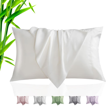 Body Cooling Pillow Cases Cover, Bamboo Rayon White Body Pillowcases with Zipper Closure, Cool and Breathable Pillow Case for Hot Sleepers and Night Sweats, 20x54 inches