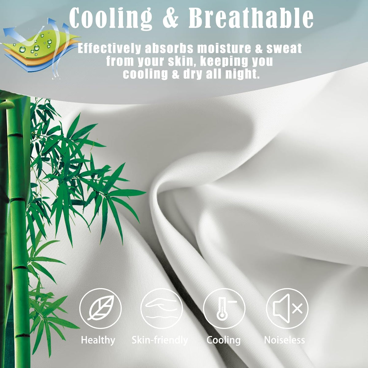 Body Cooling Pillow Cases Cover, Bamboo Rayon White Body Pillowcases with Zipper Closure, Cool and Breathable Pillow Case for Hot Sleepers and Night Sweats, 20x54 inches