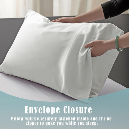 Body Cooling Pillow Cases Cover, Bamboo Rayon White Body Pillowcases with Zipper Closure, Cool and Breathable Pillow Case for Hot Sleepers and Night Sweats, 20x54 inches
