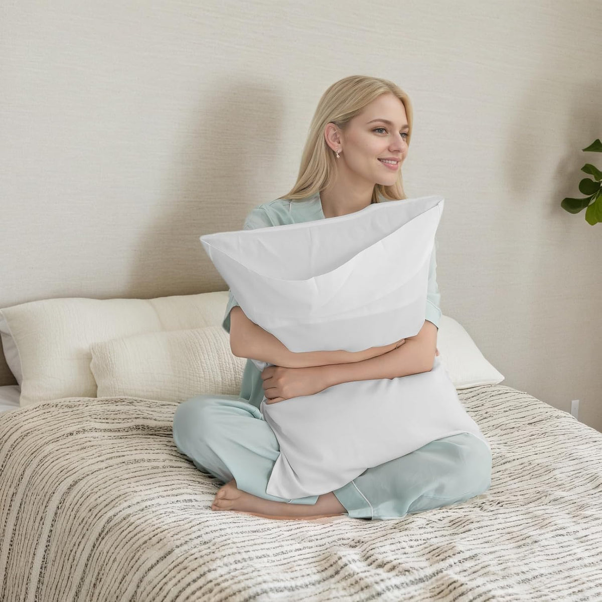 Body Cooling Pillow Cases Cover, Bamboo Rayon White Body Pillowcases with Zipper Closure, Cool and Breathable Pillow Case for Hot Sleepers and Night Sweats, 20x54 inches