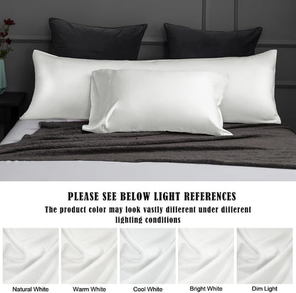 Body Cooling Pillow Cases Cover, Bamboo Rayon White Body Pillowcases with Zipper Closure, Cool and Breathable Pillow Case for Hot Sleepers and Night Sweats, 20x54 inches