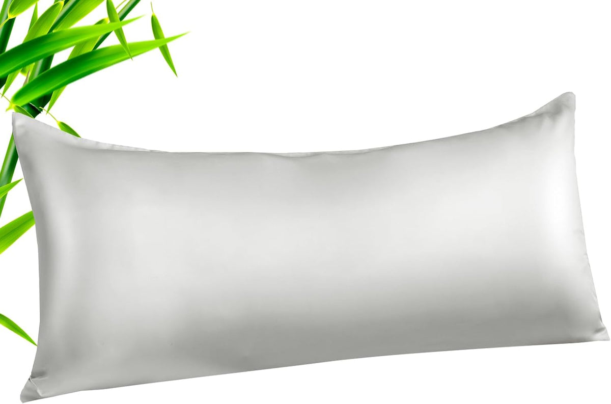 Body Cooling Pillow Cases Cover, Bamboo Rayon White Body Pillowcases with Zipper Closure, Cool and Breathable Pillow Case for Hot Sleepers and Night Sweats, 20x54 inches