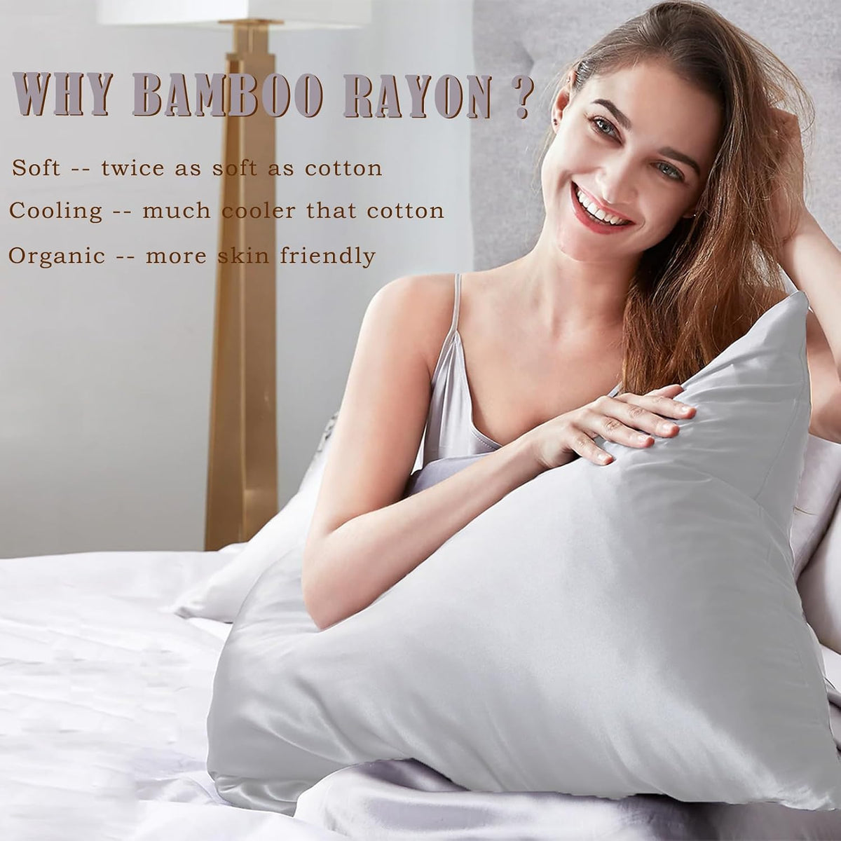 Body Cooling Pillow Cases Cover, Bamboo Rayon White Body Pillowcases with Zipper Closure, Cool and Breathable Pillow Case for Hot Sleepers and Night Sweats, 20x54 inches