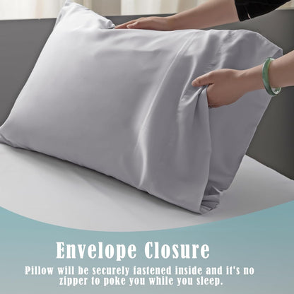 Body Cooling Pillow Cases Cover, Bamboo Rayon White Body Pillowcases with Zipper Closure, Cool and Breathable Pillow Case for Hot Sleepers and Night Sweats, 20x54 inches