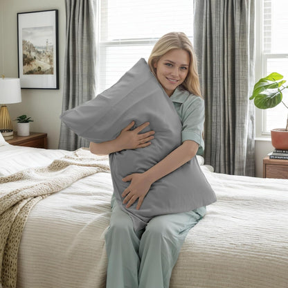 Body Cooling Pillow Cases Cover, Bamboo Rayon White Body Pillowcases with Zipper Closure, Cool and Breathable Pillow Case for Hot Sleepers and Night Sweats, 20x54 inches