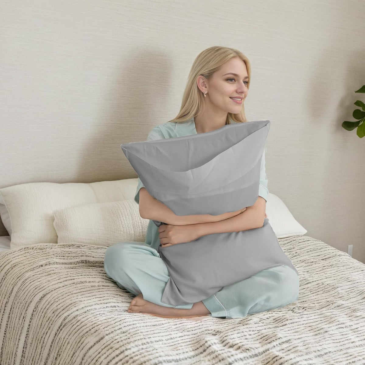 Body Cooling Pillow Cases Cover, Bamboo Rayon White Body Pillowcases with Zipper Closure, Cool and Breathable Pillow Case for Hot Sleepers and Night Sweats, 20x54 inches