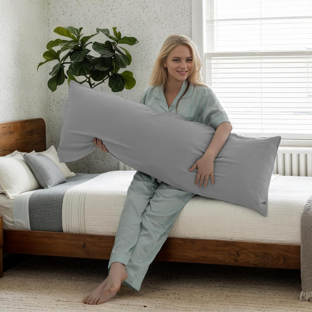 Body Cooling Pillow Cases Cover, Bamboo Rayon White Body Pillowcases with Zipper Closure, Cool and Breathable Pillow Case for Hot Sleepers and Night Sweats, 20x54 inches