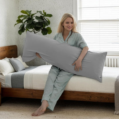 Body Cooling Pillow Cases Cover, Bamboo Rayon White Body Pillowcases with Zipper Closure, Cool and Breathable Pillow Case for Hot Sleepers and Night Sweats, 20x54 inches