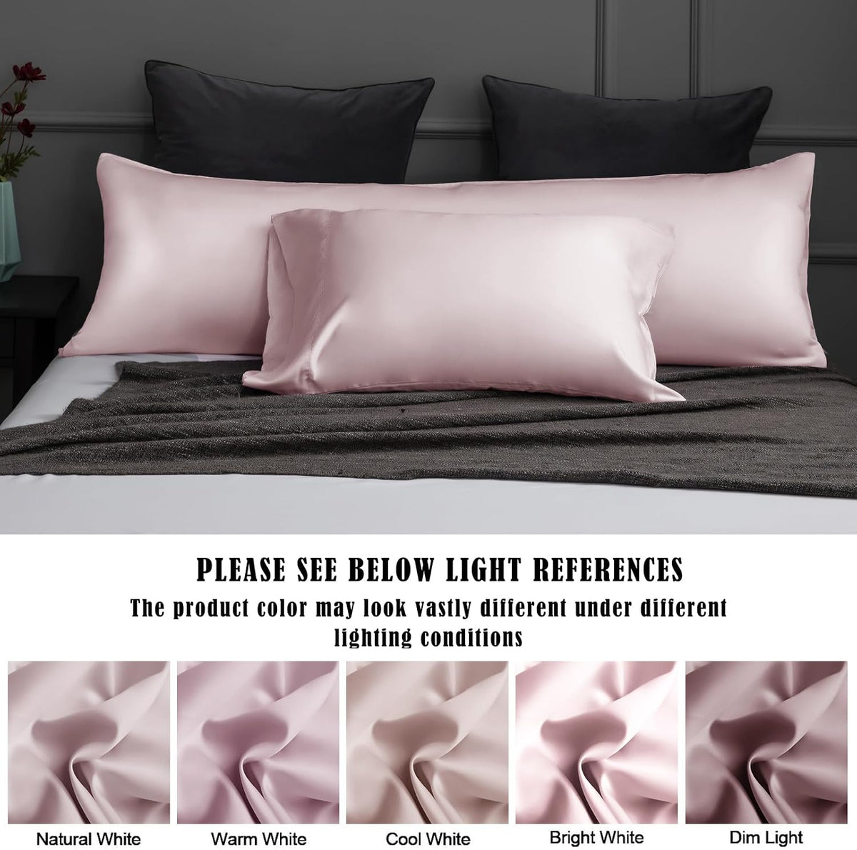 Body Cooling Pillow Cases Cover, Bamboo Rayon White Body Pillowcases with Zipper Closure, Cool and Breathable Pillow Case for Hot Sleepers and Night Sweats, 20x54 inches