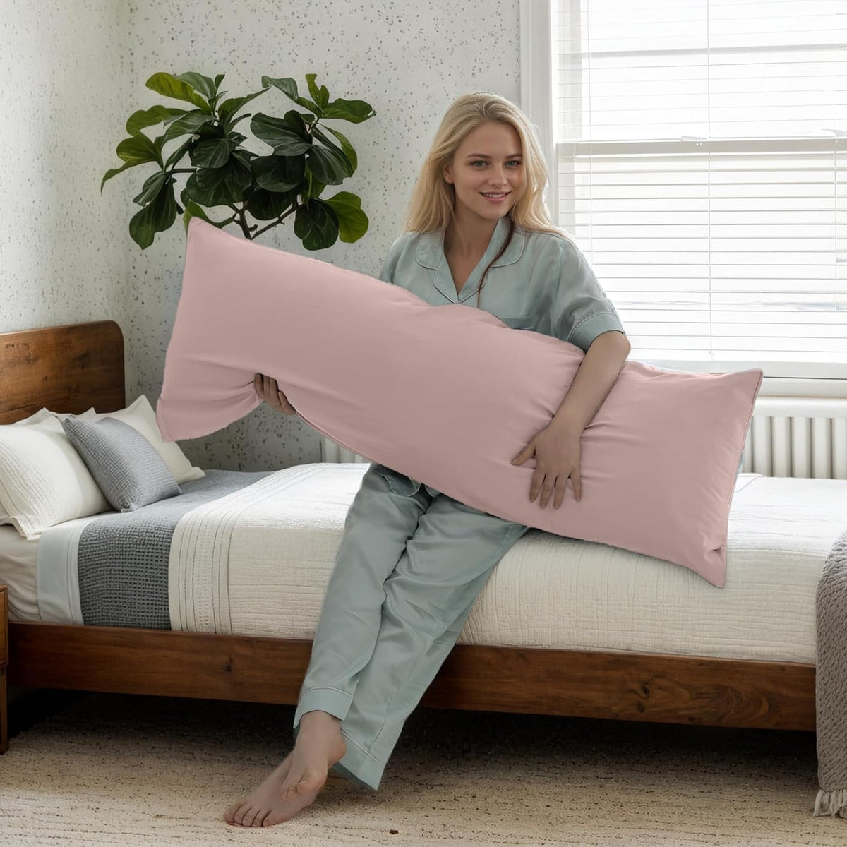 Body Cooling Pillow Cases Cover, Bamboo Rayon White Body Pillowcases with Zipper Closure, Cool and Breathable Pillow Case for Hot Sleepers and Night Sweats, 20x54 inches