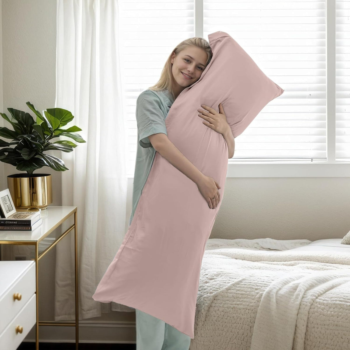 Body Cooling Pillow Cases Cover, Bamboo Rayon White Body Pillowcases with Zipper Closure, Cool and Breathable Pillow Case for Hot Sleepers and Night Sweats, 20x54 inches