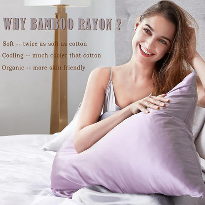Body Cooling Pillow Cases Cover, Bamboo Rayon White Body Pillowcases with Zipper Closure, Cool and Breathable Pillow Case for Hot Sleepers and Night Sweats, 20x54 inches