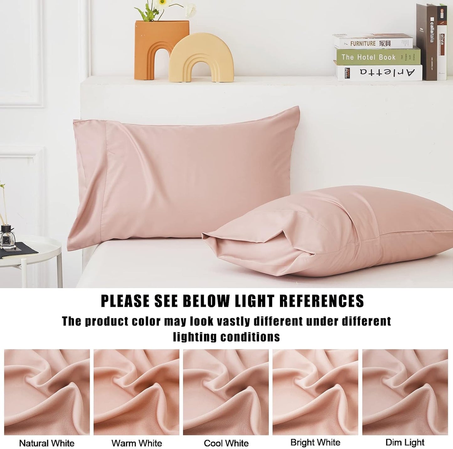 Body Cooling Pillow Cases Cover, Bamboo Rayon White Body Pillowcases with Zipper Closure, Cool and Breathable Pillow Case for Hot Sleepers and Night Sweats, 20x54 inches