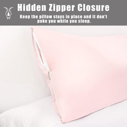 Body Cooling Pillow Cases Cover, Bamboo Rayon White Body Pillowcases with Zipper Closure, Cool and Breathable Pillow Case for Hot Sleepers and Night Sweats, 20x54 inches