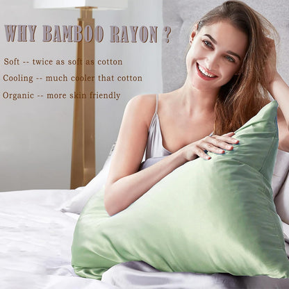 Body Cooling Pillow Cases Cover, Bamboo Rayon White Body Pillowcases with Zipper Closure, Cool and Breathable Pillow Case for Hot Sleepers and Night Sweats, 20x54 inches