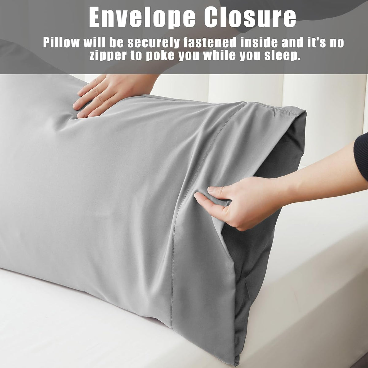 Body Cooling Pillow Cases Cover, Bamboo Rayon White Body Pillowcases with Zipper Closure, Cool and Breathable Pillow Case for Hot Sleepers and Night Sweats, 20x54 inches