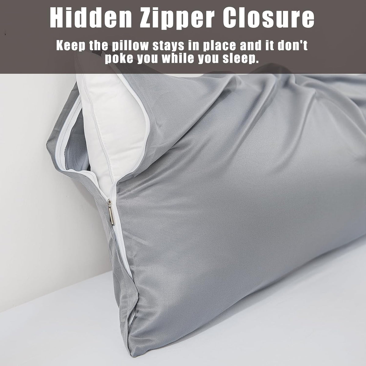 Body Cooling Pillow Cases Cover, Bamboo Rayon White Body Pillowcases with Zipper Closure, Cool and Breathable Pillow Case for Hot Sleepers and Night Sweats, 20x54 inches