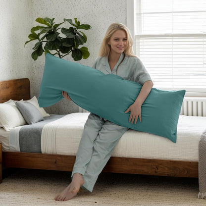 Body Cooling Pillow Cases Cover, Bamboo Rayon White Body Pillowcases with Zipper Closure, Cool and Breathable Pillow Case for Hot Sleepers and Night Sweats, 20x54 inches