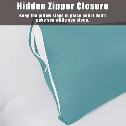 Body Cooling Pillow Cases Cover, Bamboo Rayon White Body Pillowcases with Zipper Closure, Cool and Breathable Pillow Case for Hot Sleepers and Night Sweats, 20x54 inches