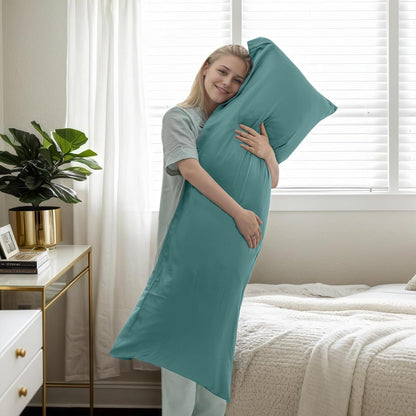 Body Cooling Pillow Cases Cover, Bamboo Rayon White Body Pillowcases with Zipper Closure, Cool and Breathable Pillow Case for Hot Sleepers and Night Sweats, 20x54 inches