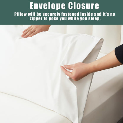 Body Cooling Pillow Cases Cover, Bamboo Rayon White Body Pillowcases with Zipper Closure, Cool and Breathable Pillow Case for Hot Sleepers and Night Sweats, 20x54 inches