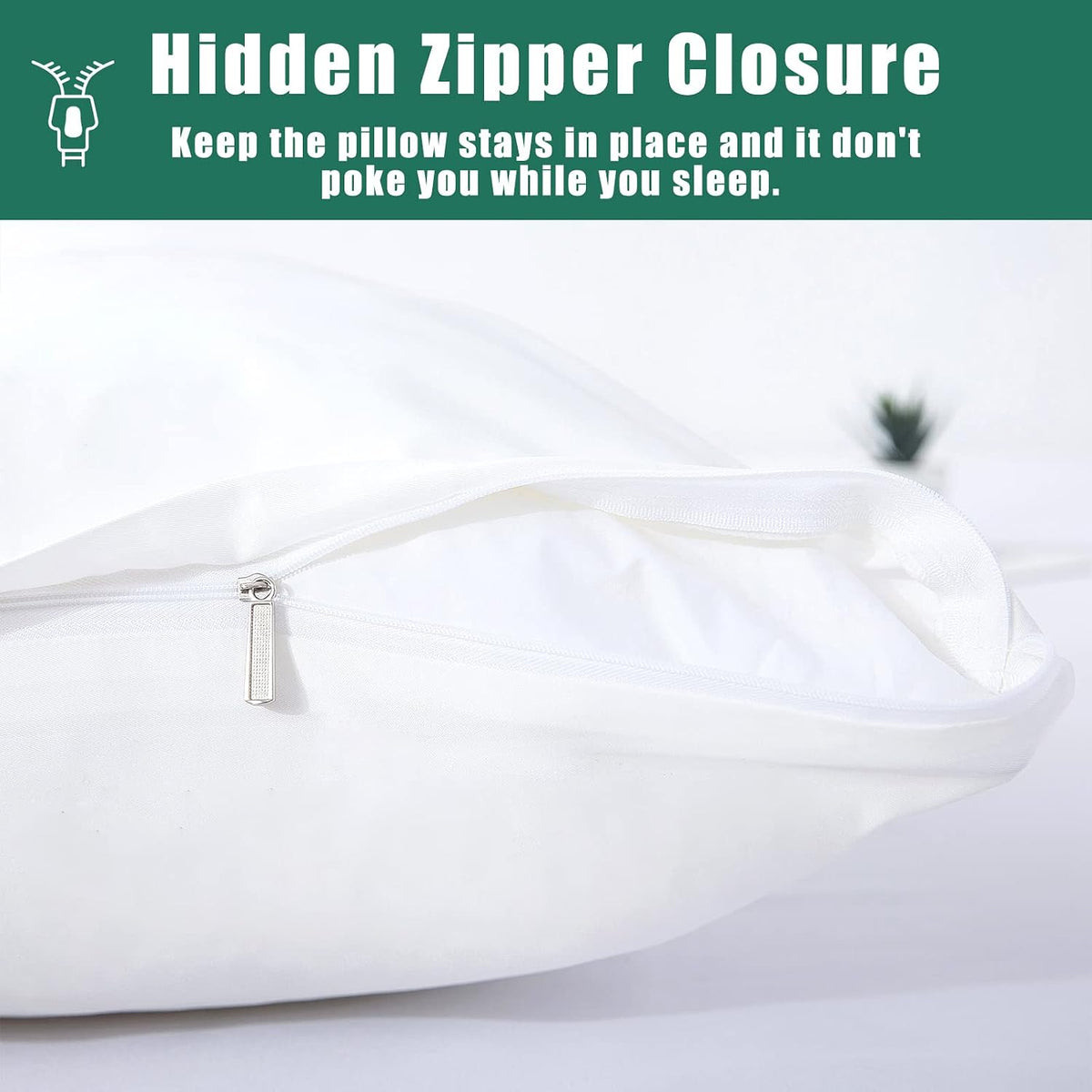 Body Cooling Pillow Cases Cover, Bamboo Rayon White Body Pillowcases with Zipper Closure, Cool and Breathable Pillow Case for Hot Sleepers and Night Sweats, 20x54 inches