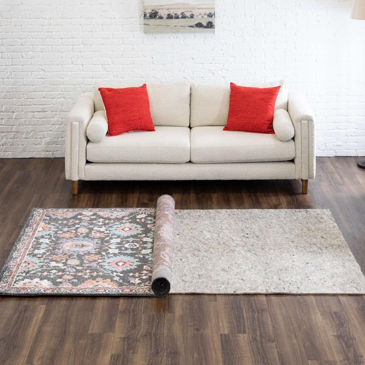 Non Slip Rug Pad 3' x 5'- 1/4" Thick Felt + Latex Rubber Gripper - Dual Surface Cushion for Hardwood, Carpet, Tile Floors, Made in USA - Colors C
