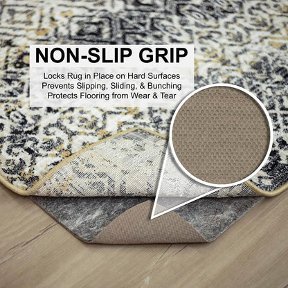 Non Slip Rug Pad 3' x 5'- 1/4" Thick Felt + Latex Rubber Gripper - Dual Surface Cushion for Hardwood, Carpet, Tile Floors, Made in USA - Colors C