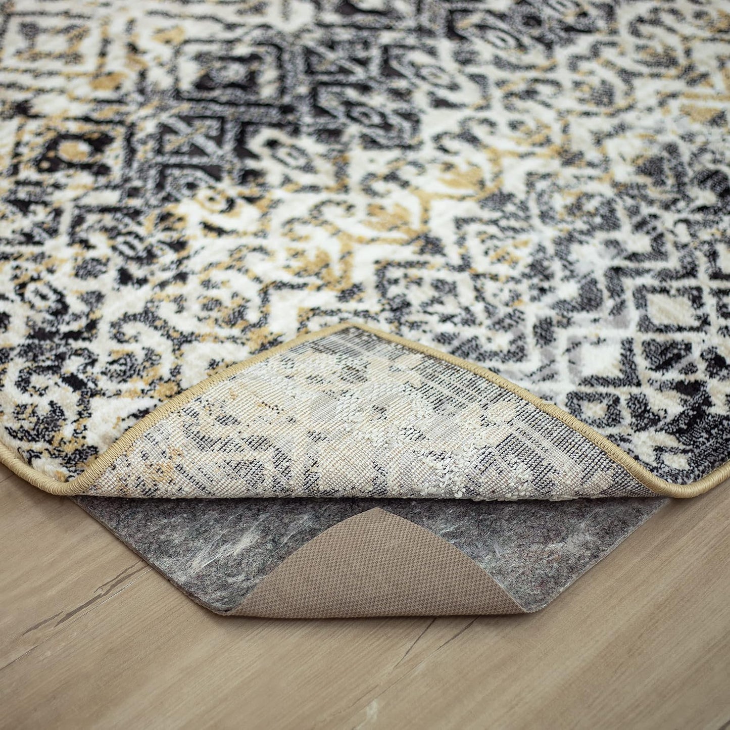 Non Slip Rug Pad 3' x 5'- 1/4" Thick Felt + Latex Rubber Gripper - Dual Surface Cushion for Hardwood, Carpet, Tile Floors, Made in USA - Colors C