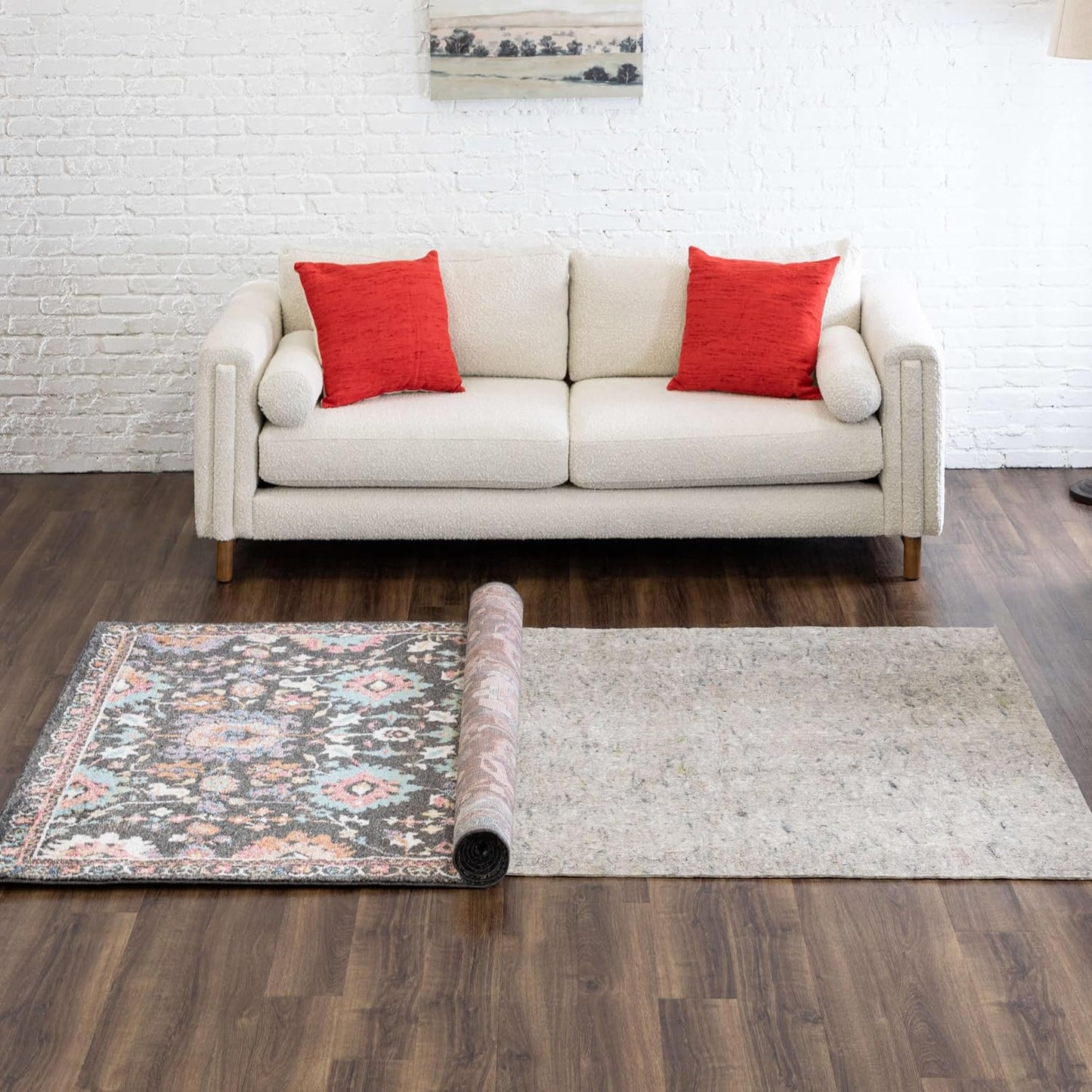 Non Slip Rug Pad 3' x 5'- 1/4" Thick Felt + Latex Rubber Gripper - Dual Surface Cushion for Hardwood, Carpet, Tile Floors, Made in USA - Colors C