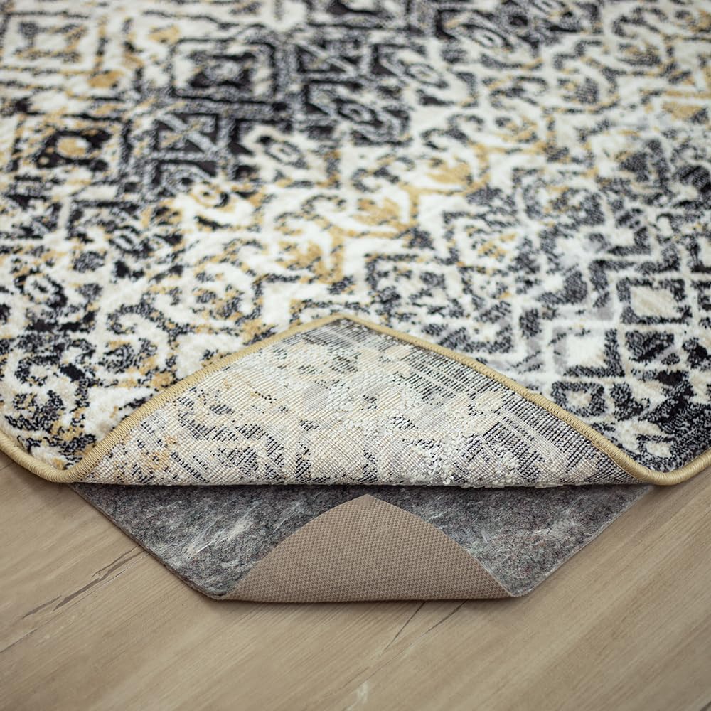 Non Slip Rug Pad 3' x 5'- 1/4" Thick Felt + Latex Rubber Gripper - Dual Surface Cushion for Hardwood, Carpet, Tile Floors, Made in USA - Colors C