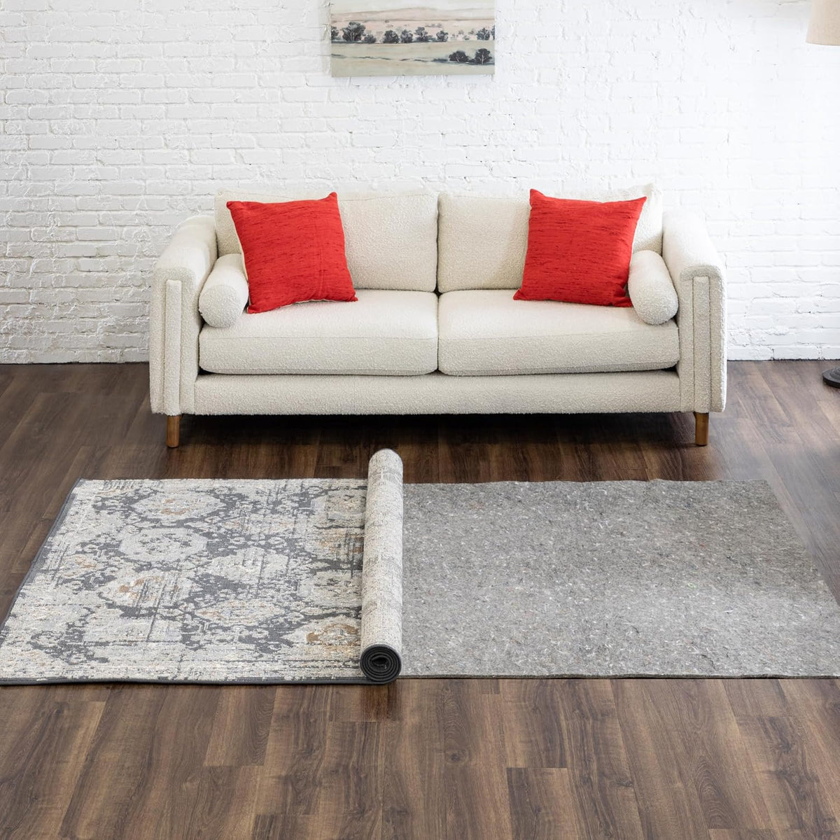 Non Slip Rug Pad 3' x 5'- 1/4" Thick Felt + Latex Rubber Gripper - Dual Surface Cushion for Hardwood, Carpet, Tile Floors, Made in USA - Colors C