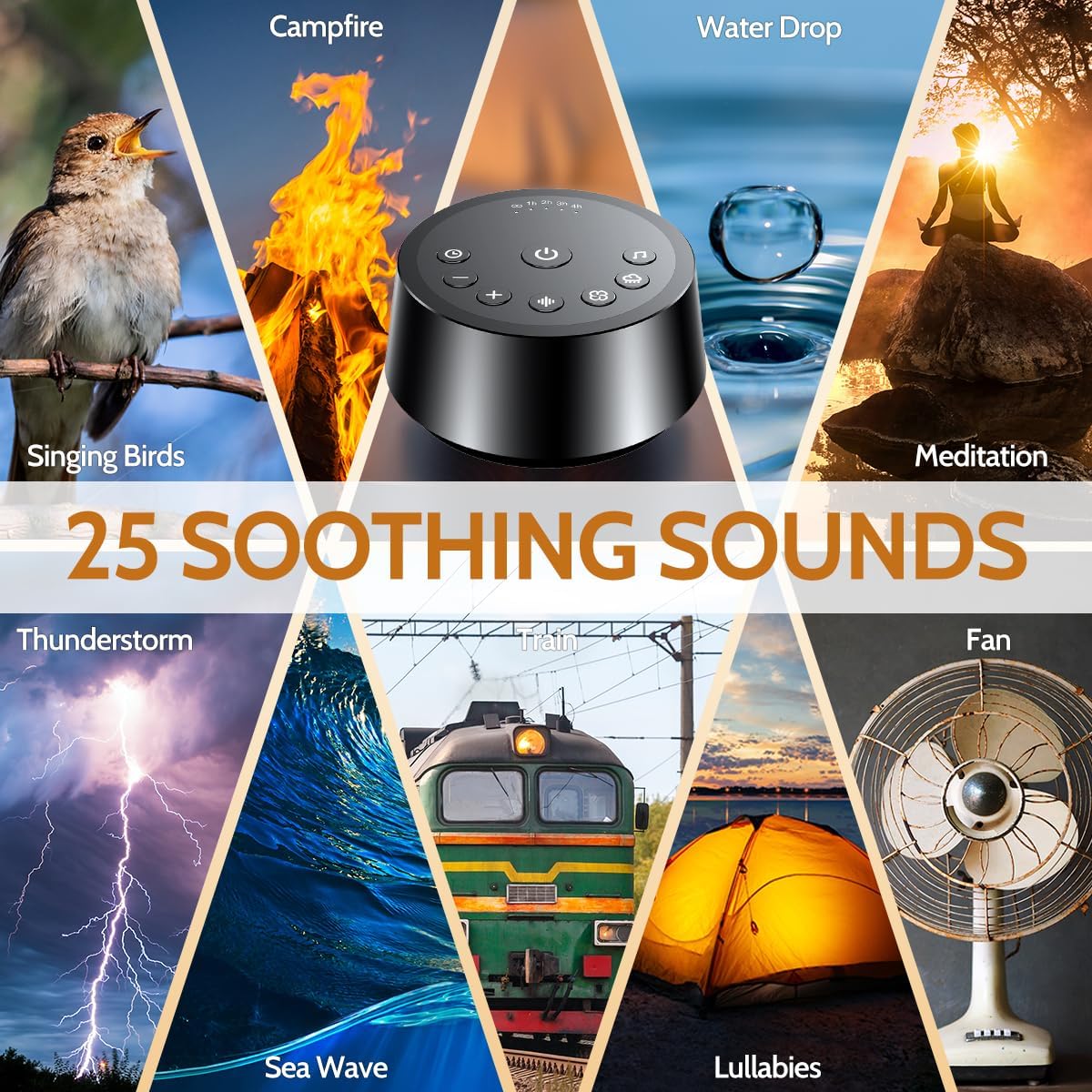 Sound Machines Sleep White Noise Machine with 25 Soothing Sounds 32 Volume Levels 5 Timers and 4 Sound Categories and Memory Function for Kids Adults and Home