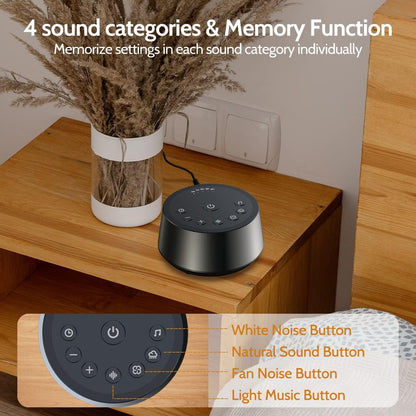 Sound Machines Sleep White Noise Machine with 25 Soothing Sounds 32 Volume Levels 5 Timers and 4 Sound Categories and Memory Function for Kids Adults and Home