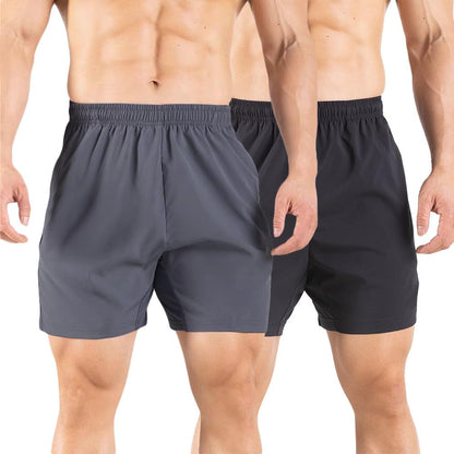 Men's 5" Running Shorts 2 Pack Quick Dry Athletic Workout Gym Shorts with Zipper Pockets
