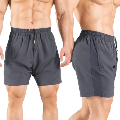 Men's 5" Running Shorts 2 Pack Quick Dry Athletic Workout Gym Shorts with Zipper Pockets