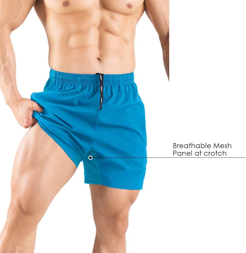 Men's 5" Running Shorts 2 Pack Quick Dry Athletic Workout Gym Shorts with Zipper Pockets
