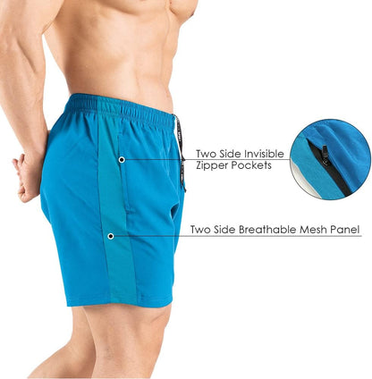 Men's 5" Running Shorts 2 Pack Quick Dry Athletic Workout Gym Shorts with Zipper Pockets